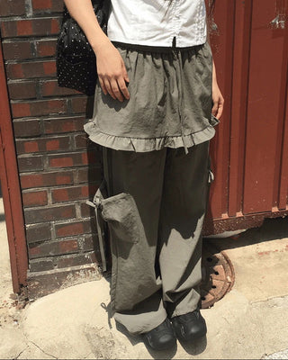 Karen Frill Cargo Layered Skirt Pants