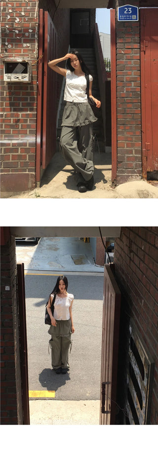 Karen Frill Cargo Layered Skirt Pants