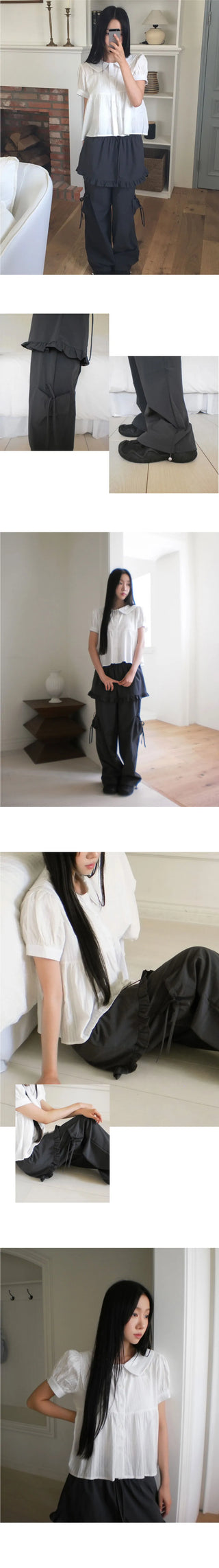 Karen Frill Cargo Layered Skirt Pants