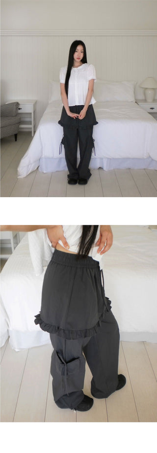 Karen Frill Cargo Layered Skirt Pants