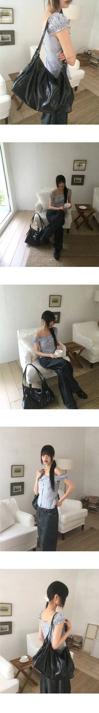 Temer Leather Leopard Strap Big Shoulder Bag