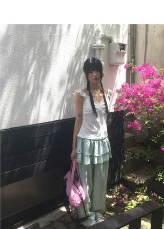 Silo Check Cancan Layered Skirt Pants