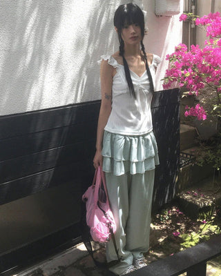 Silo Check Cancan Layered Skirt Pants