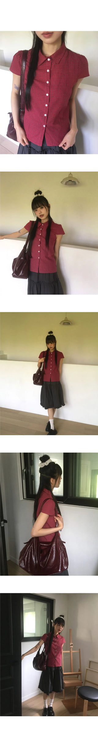 Pocari Slim Check Short Sleeve Shirt