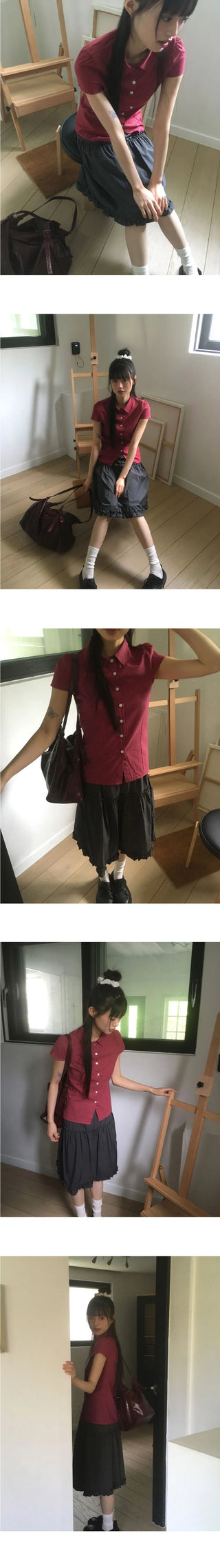 Pocari Slim Check Short Sleeve Shirt