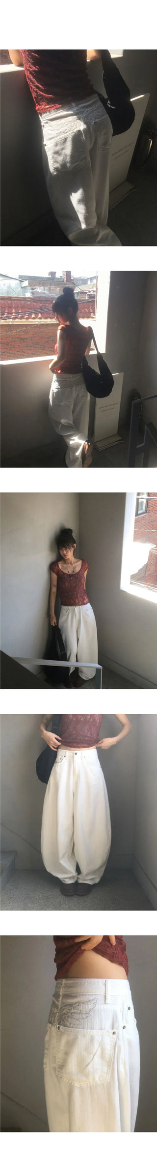 Celto Angel Wings Embroidered Wide Pants