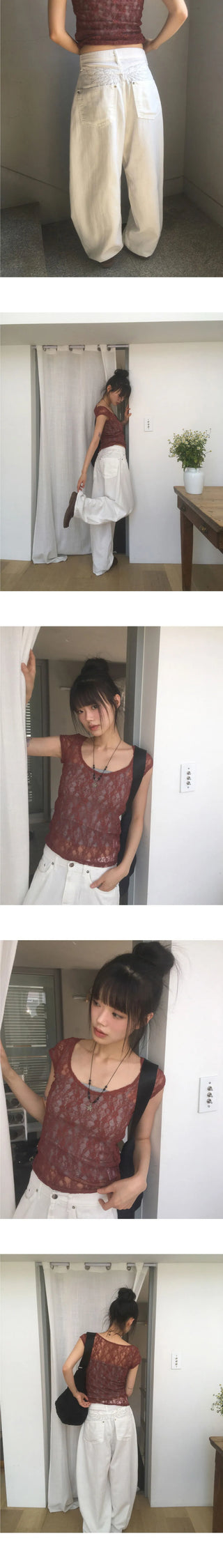 Celto Angel Wings Embroidered Wide Pants