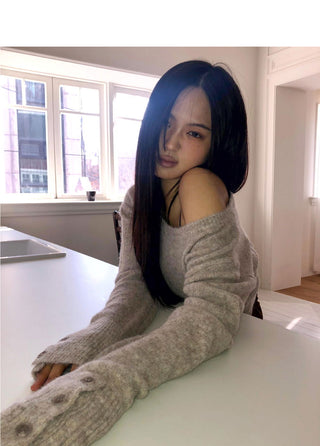 Rudan Lip Neck Button Knitwear