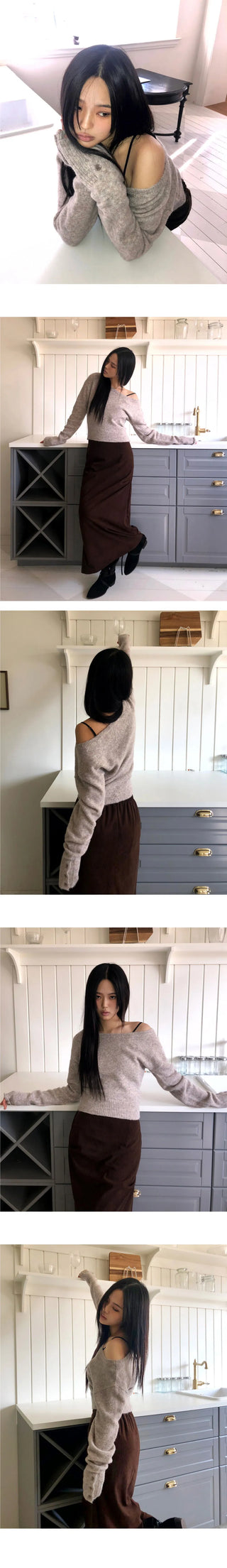 Rudan Lip Neck Button Knitwear