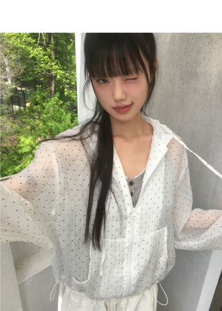 Gentle see-through frill dot windbreaker jacket