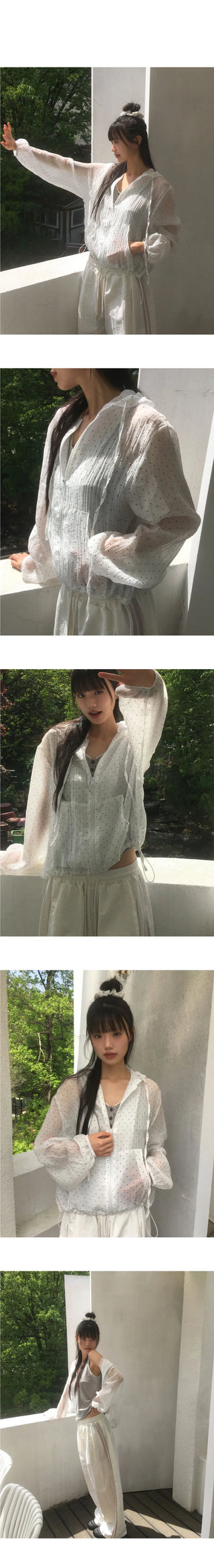 Gentle see-through frill dot windbreaker jacket