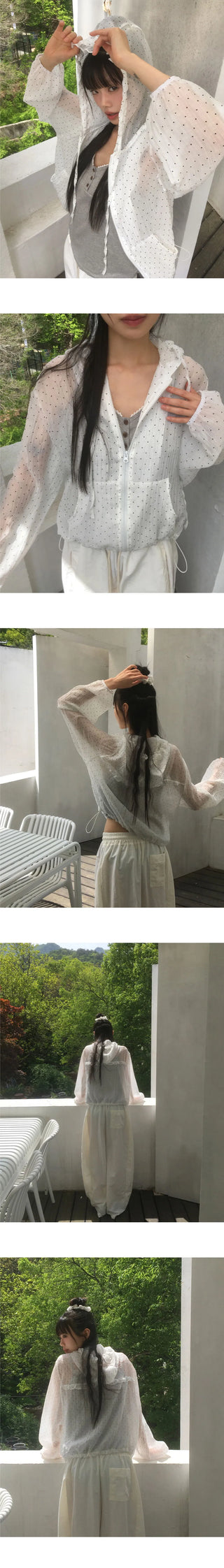 Gentle see-through frill dot windbreaker jacket