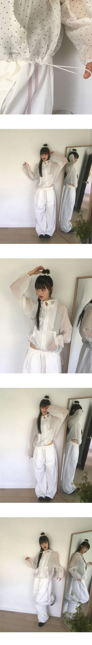 Gentle see-through frill dot windbreaker jacket