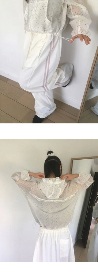 Gentle see-through frill dot windbreaker jacket