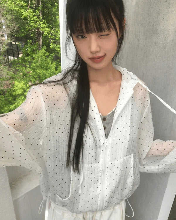 Gentle see-through frill dot windbreaker jacket