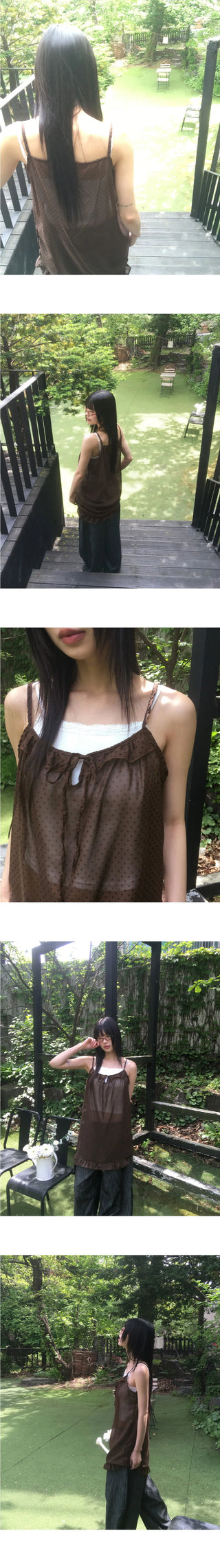 Veru Dot Frill Sheer Sleeveless Layered One Dress