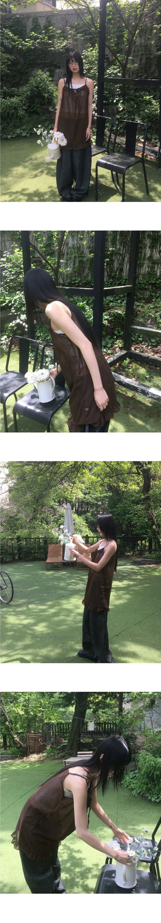 Veru Dot Frill Sheer Sleeveless Layered One Dress