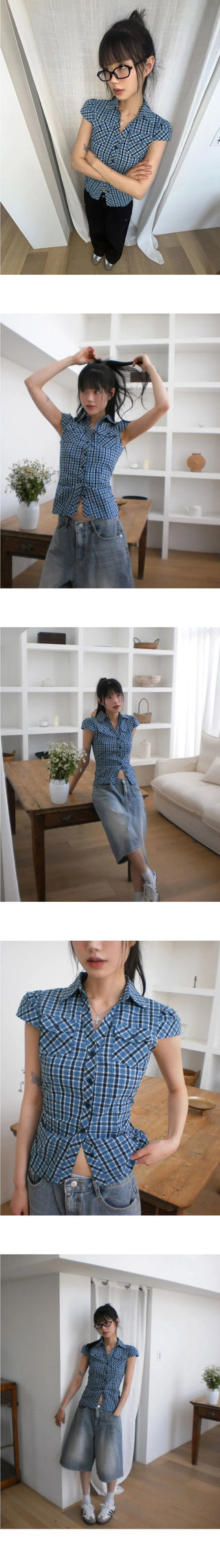 Runner Pocket Shirring V-Neck Short Sleeve Shirt