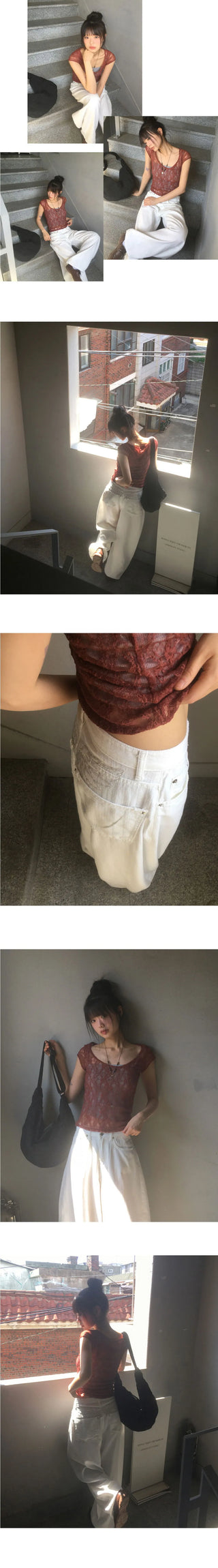 Nuvo See-Through Lace Short Sleeve T-Shirt