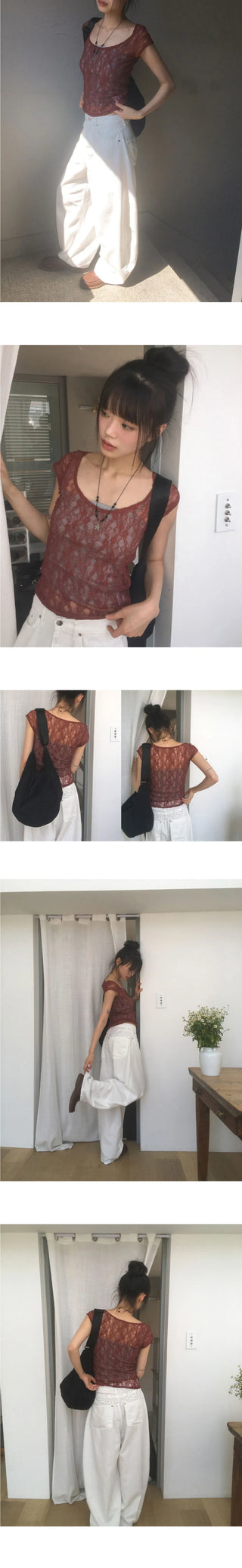 Nuvo See-Through Lace Short Sleeve T-Shirt