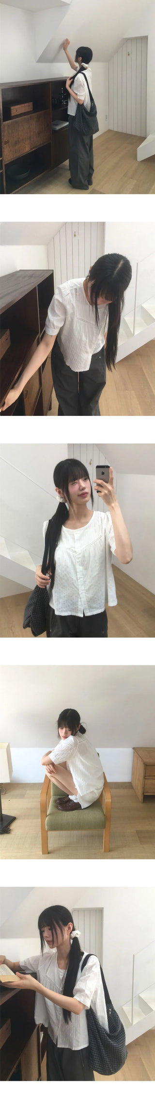 Hayoko Vintage Punching Short Sleeve Blouse