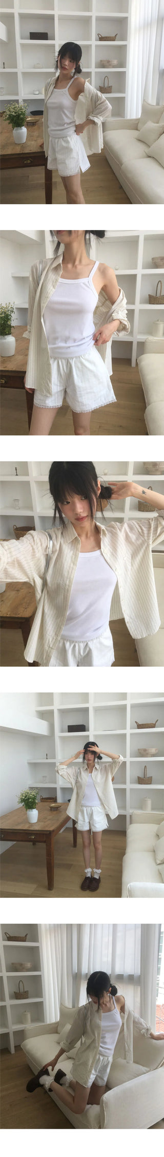 Came pendant stripe shirt