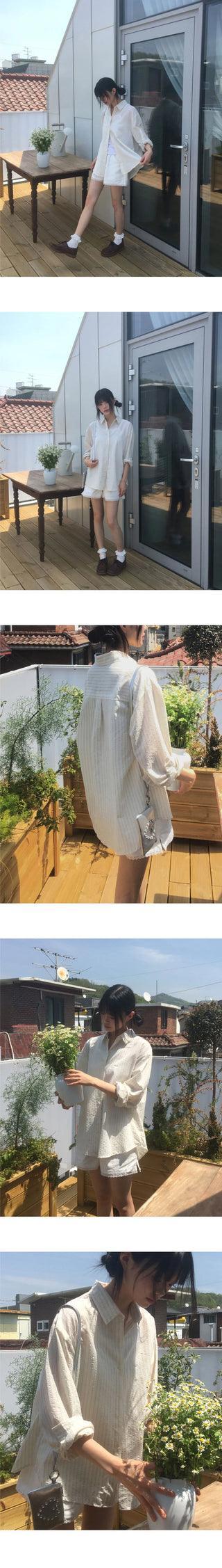 Came pendant stripe shirt