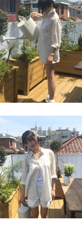 Came pendant stripe shirt