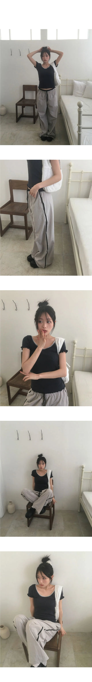 Yobi Line Color Block Nylon Pants