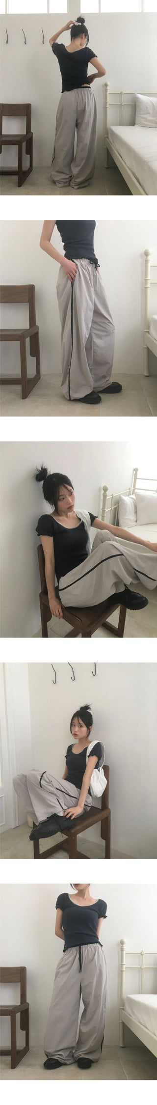 Yobi Line Color Block Nylon Pants