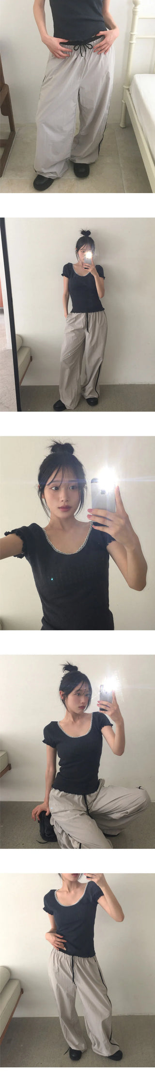 Yobi Line Color Block Nylon Pants