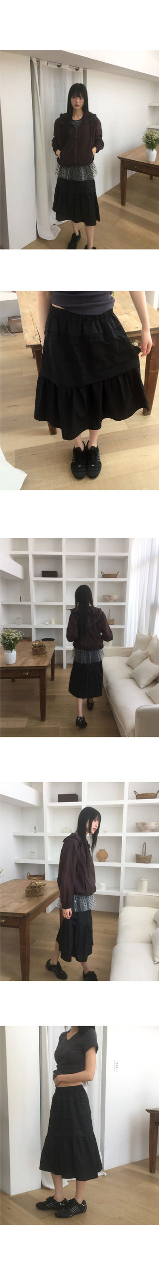 Mire Split cancan midi skirt