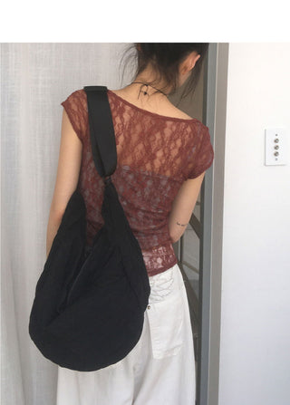 Leon Fleece Pleated Big Crossbody Bag