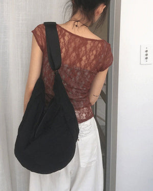 Leon Fleece Pleated Big Crossbody Bag