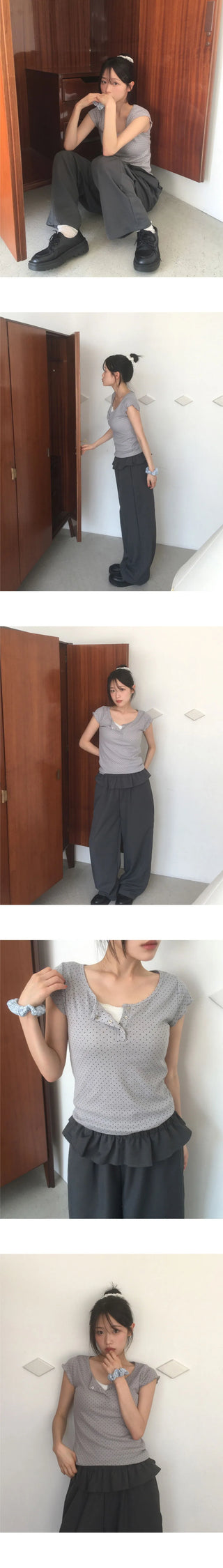 Shud Dot Snap Button Short Sleeve T-Shirt