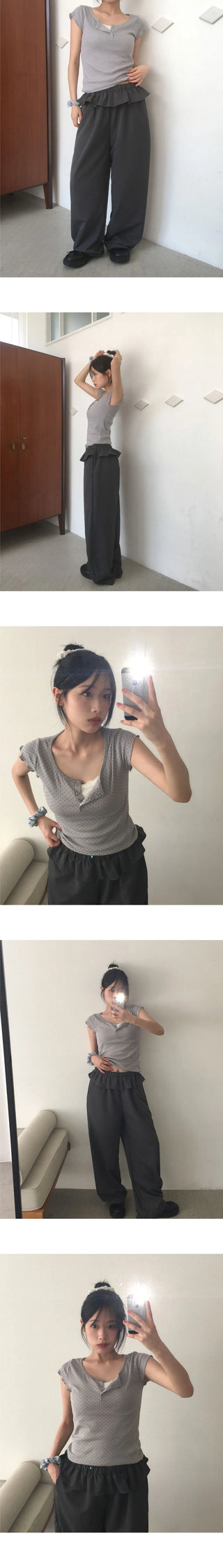 Shud Dot Snap Button Short Sleeve T-Shirt