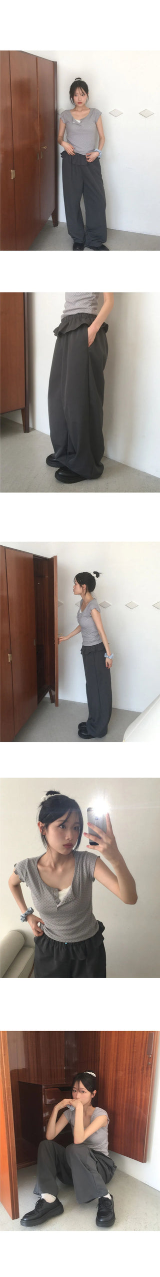 Paulan Frill Skirt Nylon Pants