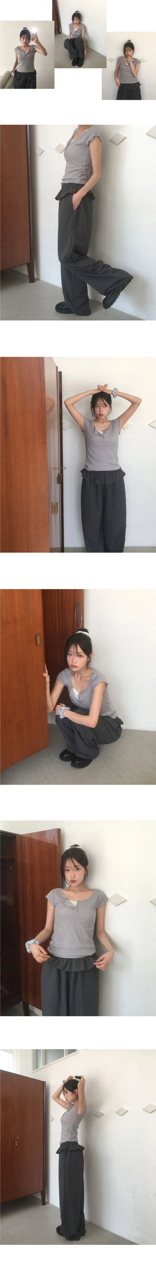 Paulan Frill Skirt Nylon Pants