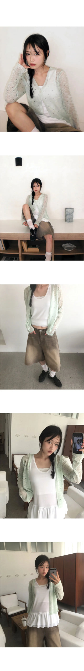 Flan Summer Sheer Dot Cardigan