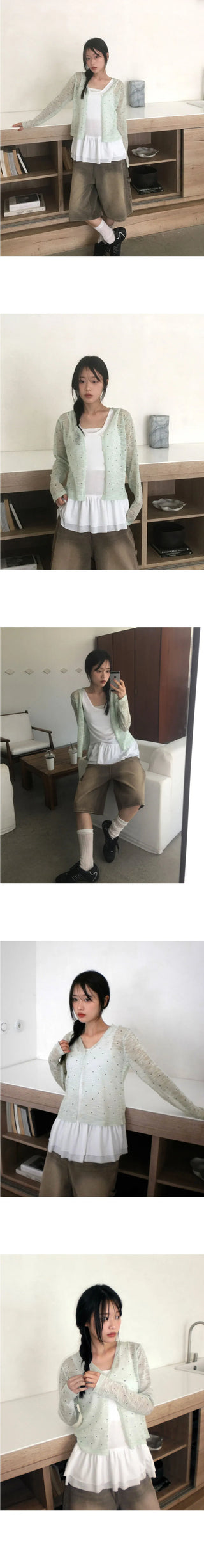 Flan Summer Sheer Dot Cardigan