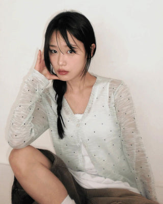 Flan Summer Sheer Dot Cardigan