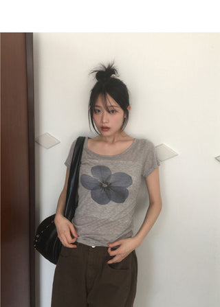 Carmen Flower See-Through Short Sleeve T-Shirt