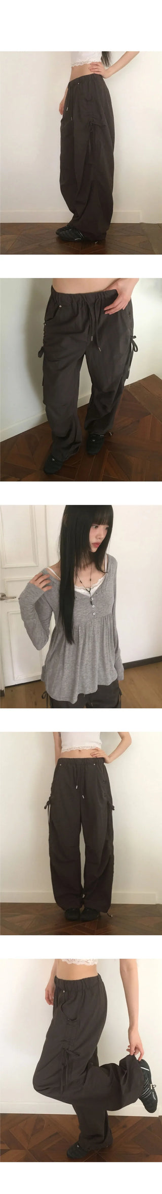 Shopper Nylon String Wide Two Way Pants