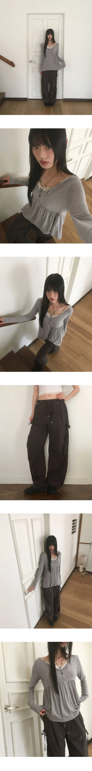 Shopper Nylon String Wide Two Way Pants