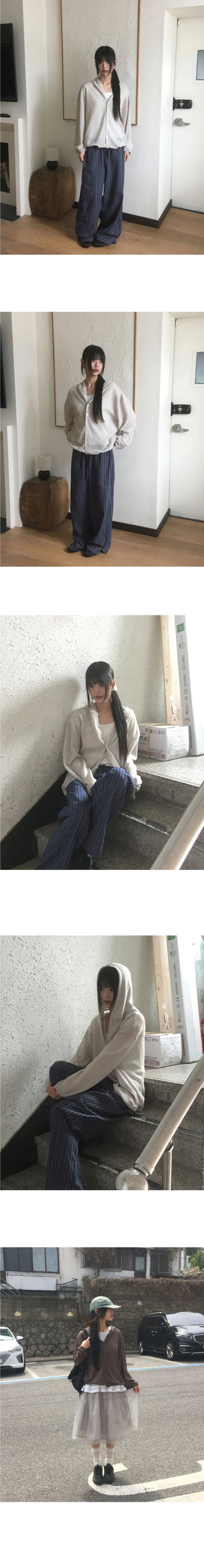 Polon String Sheer Hooded Cardigan