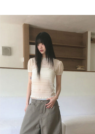 Levert Mesh Lace Short Sleeve T-Shirt