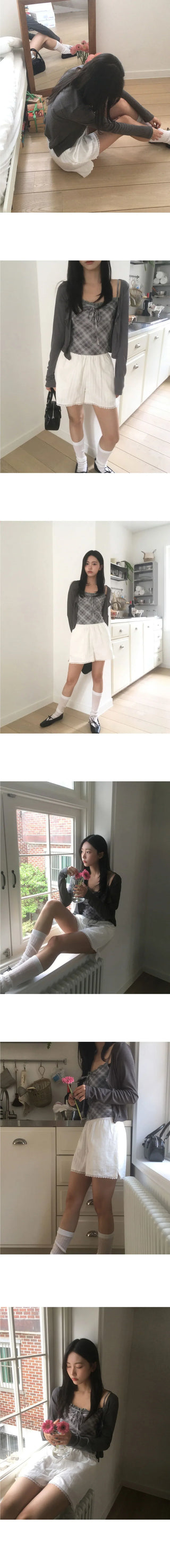 Beauty Strap Check Sleeveless Cardigan Set
