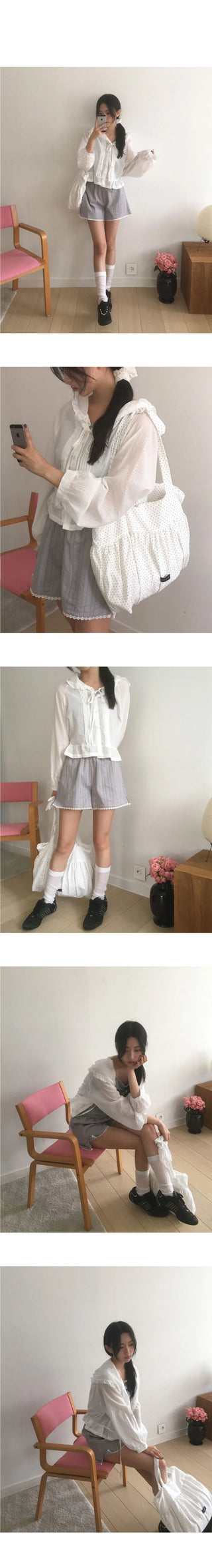 Dinte lace frill hooded shirt