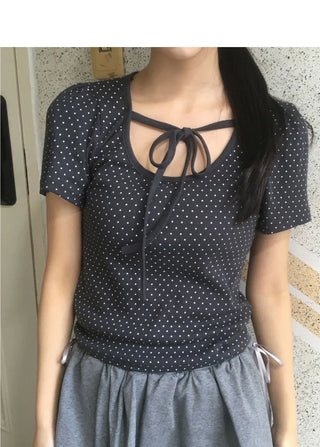 Hael Dot Puff Strap Short Sleeve T-Shirt
