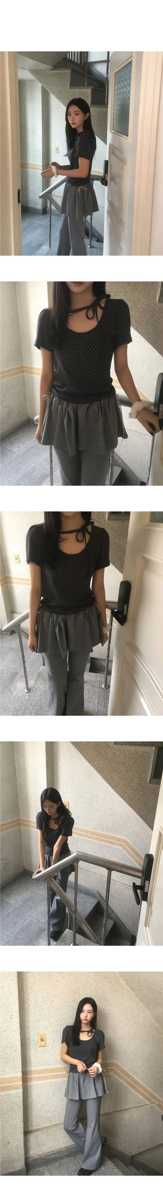 Hael Dot Puff Strap Short Sleeve T-Shirt